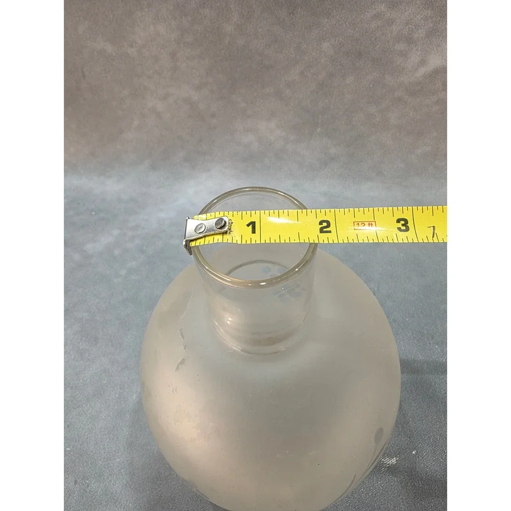 Vintage Frosted Glass Globe Lamp Shade Etched Floral Replacement 2.25 Fitter 9in